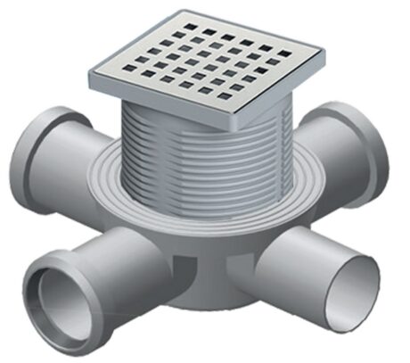 10X10 140 MM FLANSLI PLASTİK ÇERÇEVE VE GÖVDELİ PASLANMAZ IZGARALI YÜKSEKLİK AYARLI ÇOK ÇIKIŞLI SÜZGEÇ