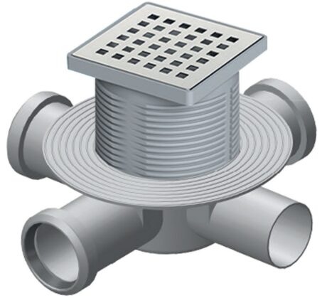 10X10 180 MM FLANSLI PLASTİK ÇERÇEVE VE GÖVDELİ PASLANMAZ IZGARALI YÜKSEKLİK AYARLI ÇOK ÇIKIŞLI SÜZGEÇ
