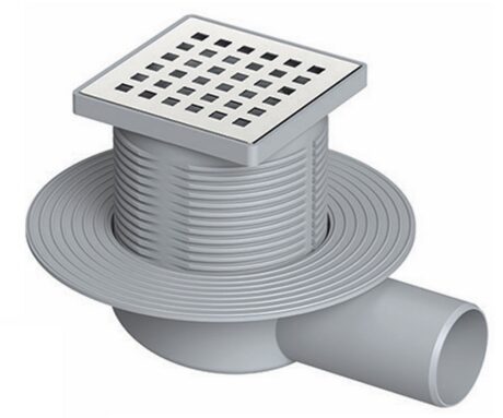 10X10 180 MM FLANSLI PLASTİK ÇERÇEVE VE GÖVDELİ PASLANMAZ IZGARALI YÜKSEKLİK AYARLI SÜZGEÇ