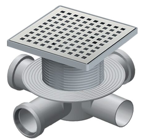 15x15 180 MM FLANŞLI PLASTİK ÇERÇEVE VE GÖVDELİ PASLANMAZ IZGARALI YÜKSEKLİK AYARLI ÇOK ÇIKIŞLI SÜZGEÇ