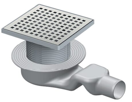 15x15 180 MM FLANŞLI PLASTİK ÇERÇEVE VE GÖVDELİ PASLANMAZ IZGARALI YÜKSEKLİK AYARLI S SİFONLU SÜZGEÇ